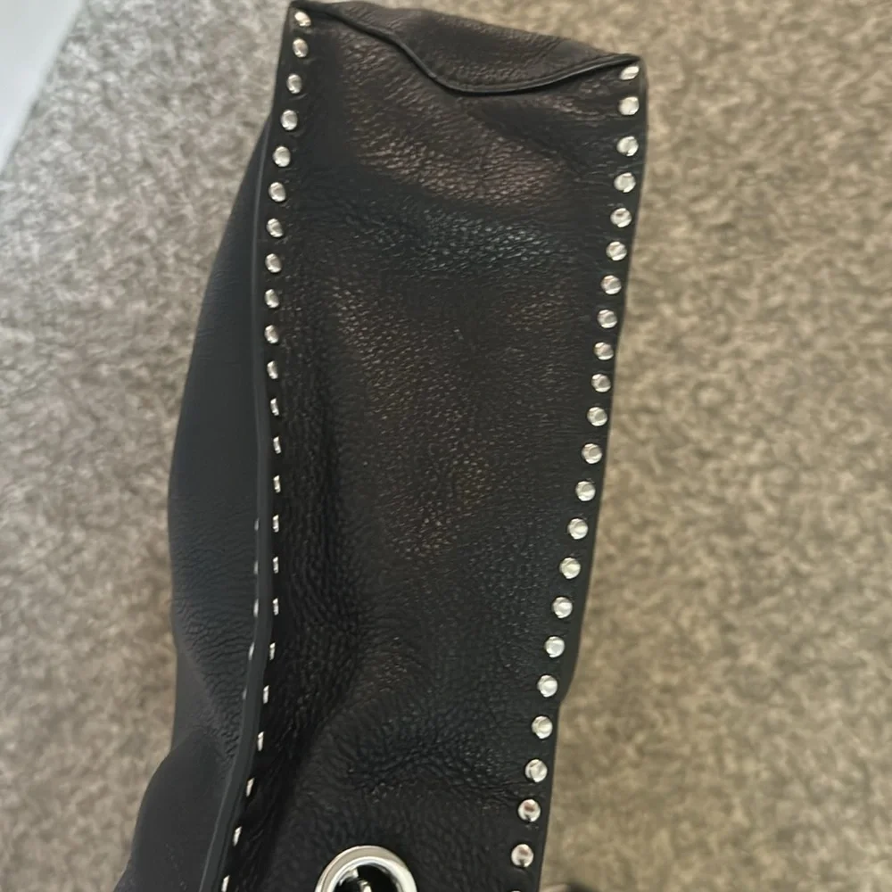 MICHAEL Michael Kors Black Stud-Trim Leather Hobo